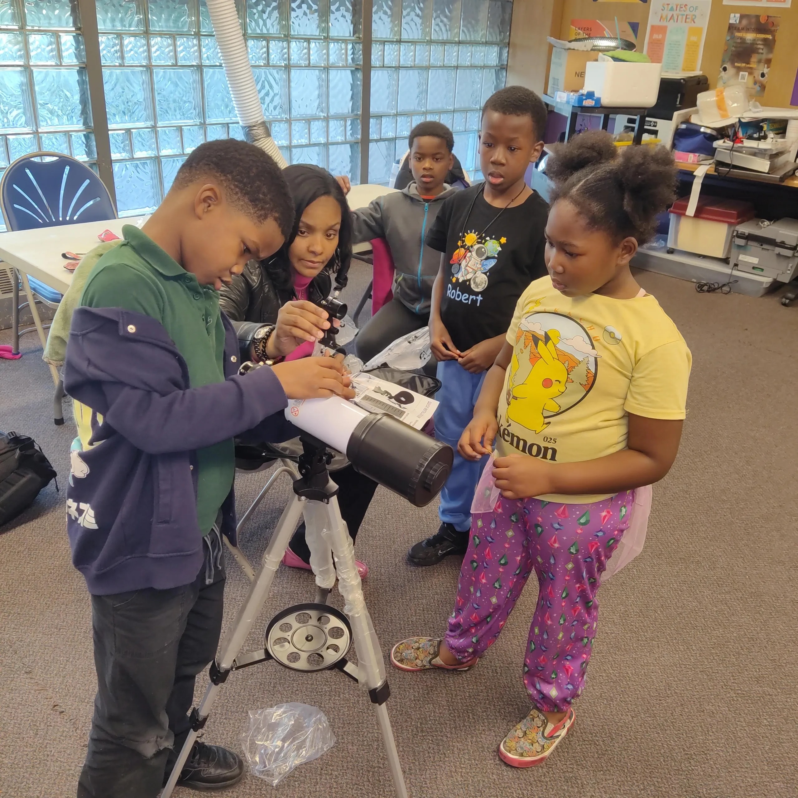 Students exploring astronomy